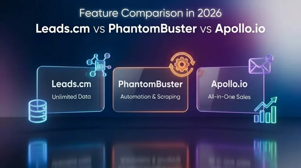 Feature Comparison in 2026 Leads.cm vs PhantomBuster vs Apollo.io