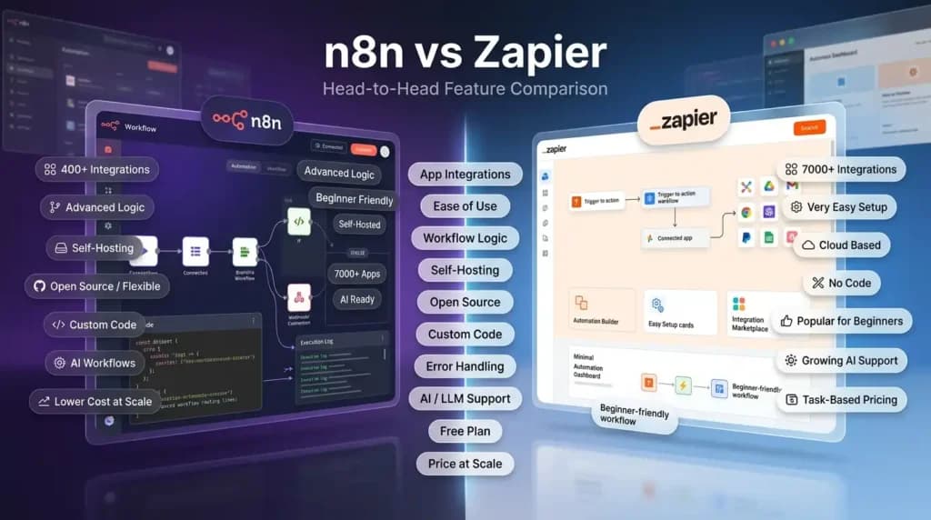 n8n vs Zapier automation feature comparison