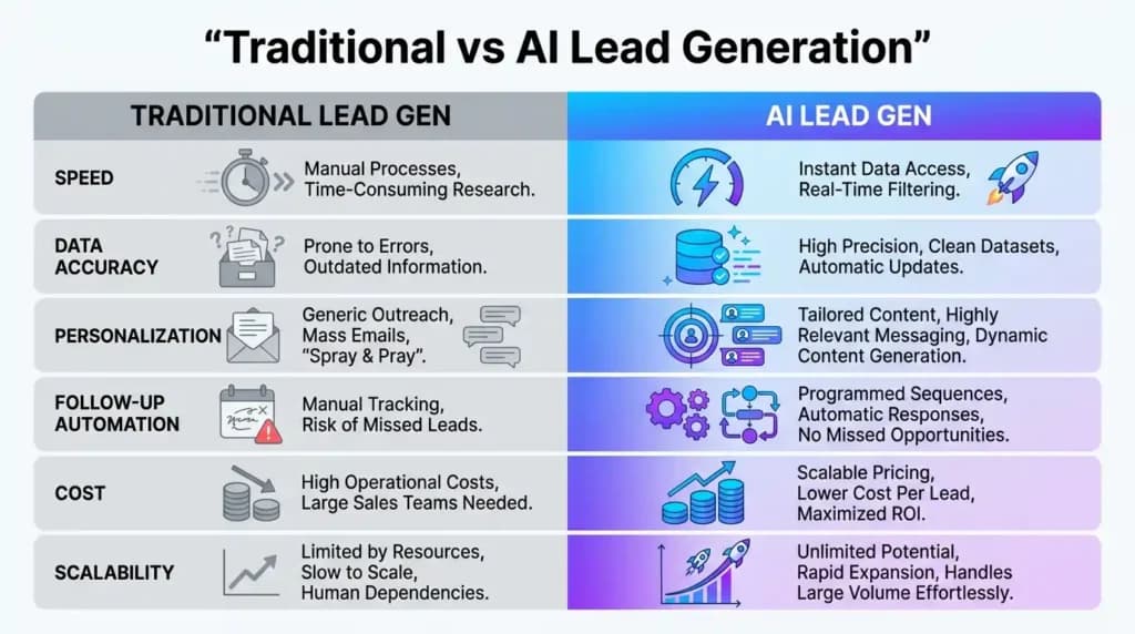 Traditional Lead Gen vs AI Lead Gen