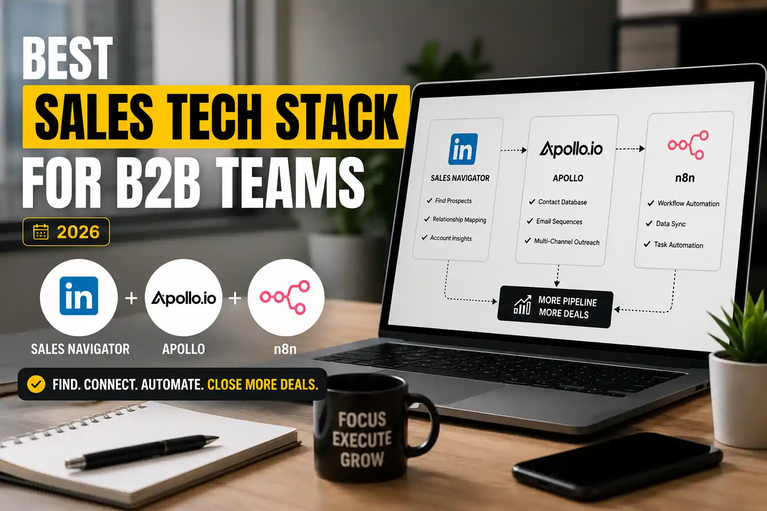 Best Sales Tech Stack for B2B Teams 2026: Sales Navigator + Apollo + n8n